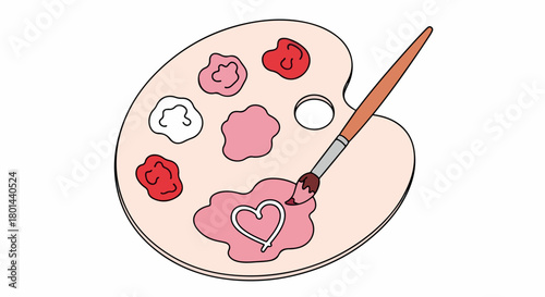 Artist's palette with paint and brush