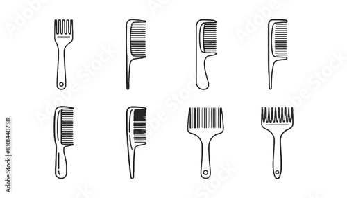 Hair comb collection vector illustration hair styling tools