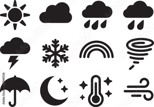 Weather icons set for forecasts and climate information