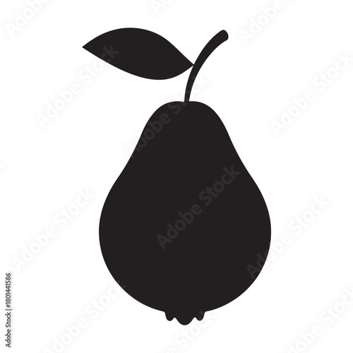 silhouette of fresh guava fruit and cross section with leaves vector