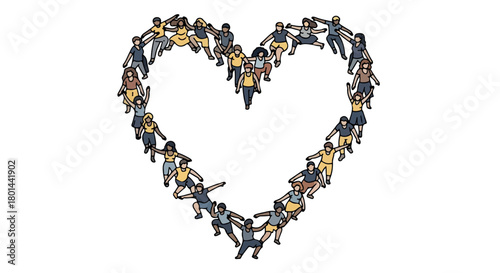 People forming heart shape community togetherness unity