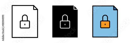 Secure file icon a secure file, usually depicted as a document or folder with a padlock or shield, indicating protected or encrypted digital content.