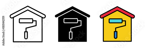 Renovation icon often depicted as tools such as a hammer, wrench, paint roller, or construction elements symbolizing home improvement or remodeling work.