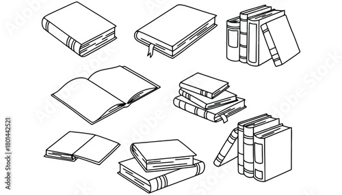 Book outlines collection illustration vector art design set