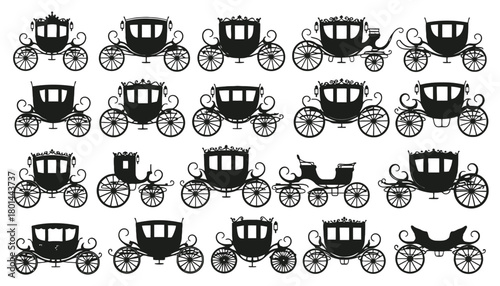 Vintage carriage vector art collection of royal transport icon