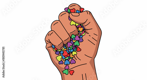 Fistful of hearts symbol with transparent background