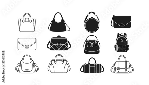 Collection of stylish handbags and bags fashion accessories