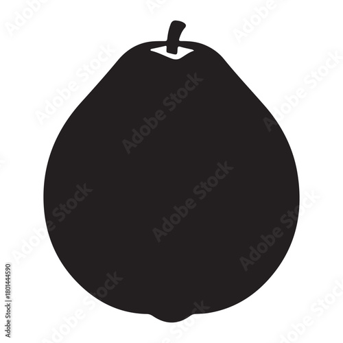 silhouette of fresh guava fruit and cross section with leaves vector