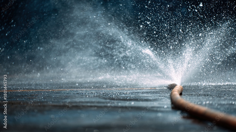 Obraz premium oligarchy. An out-of-control fire hose writhing wildly, spraying water in all directions. mobility guides, transit brochures, designed for transport & logistics marketing, used by interior designers.