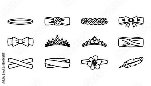 Headband collection vector illustration outline accessories