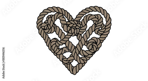 Rope heart knot with transparent background