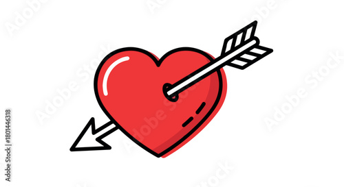Heart pierced by arrow with transparent background