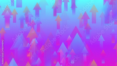 カラフルなグラデーションの矢印　上昇＆ショートフラッシュ　ループ