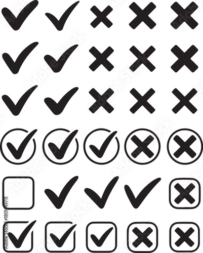 Check mark and cross icons for decision making