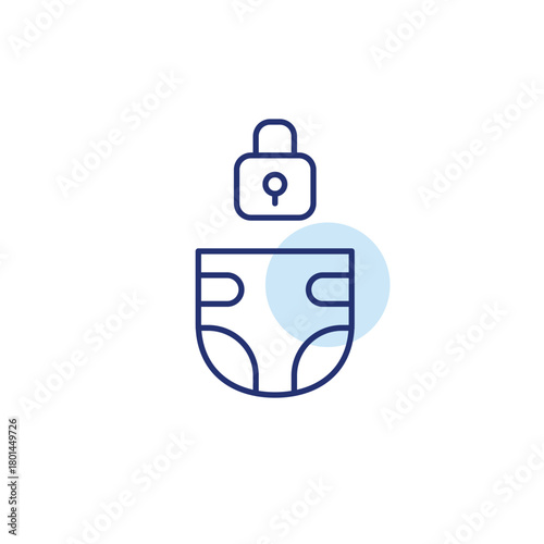 Baby diaper and lock. Child safety, parental control. Pixel perfect, editable stroke vector icon