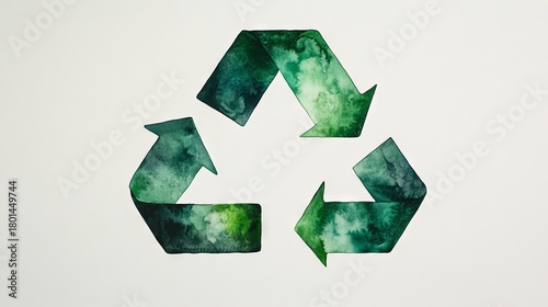 watercolor painting of the recycling symbol