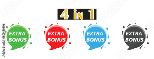 Speech Bubbles with Extra Bonus Text and Abstract Shapes, Offer Marketing and Special Promotion Vector