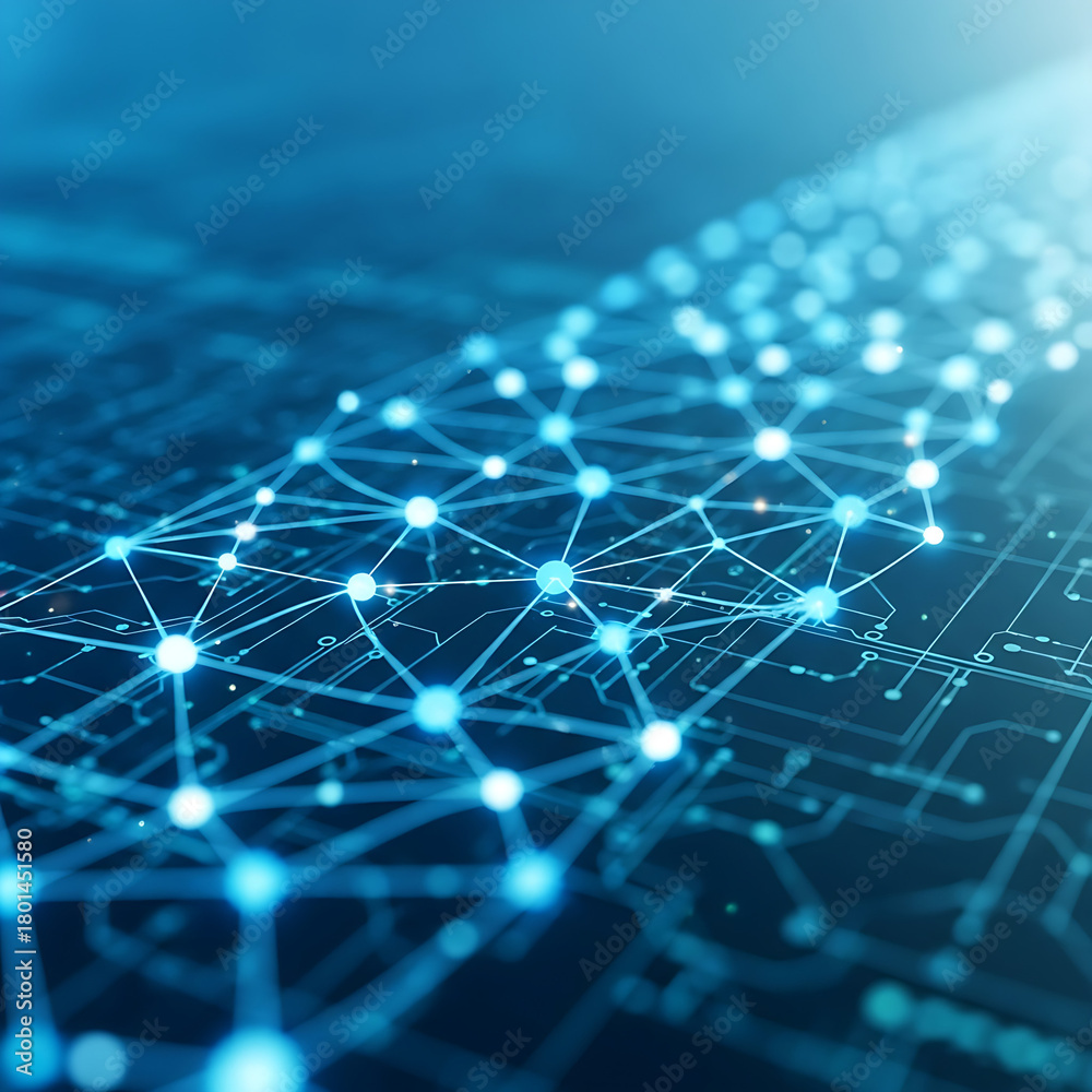 Obraz premium Blue digital network mesh background