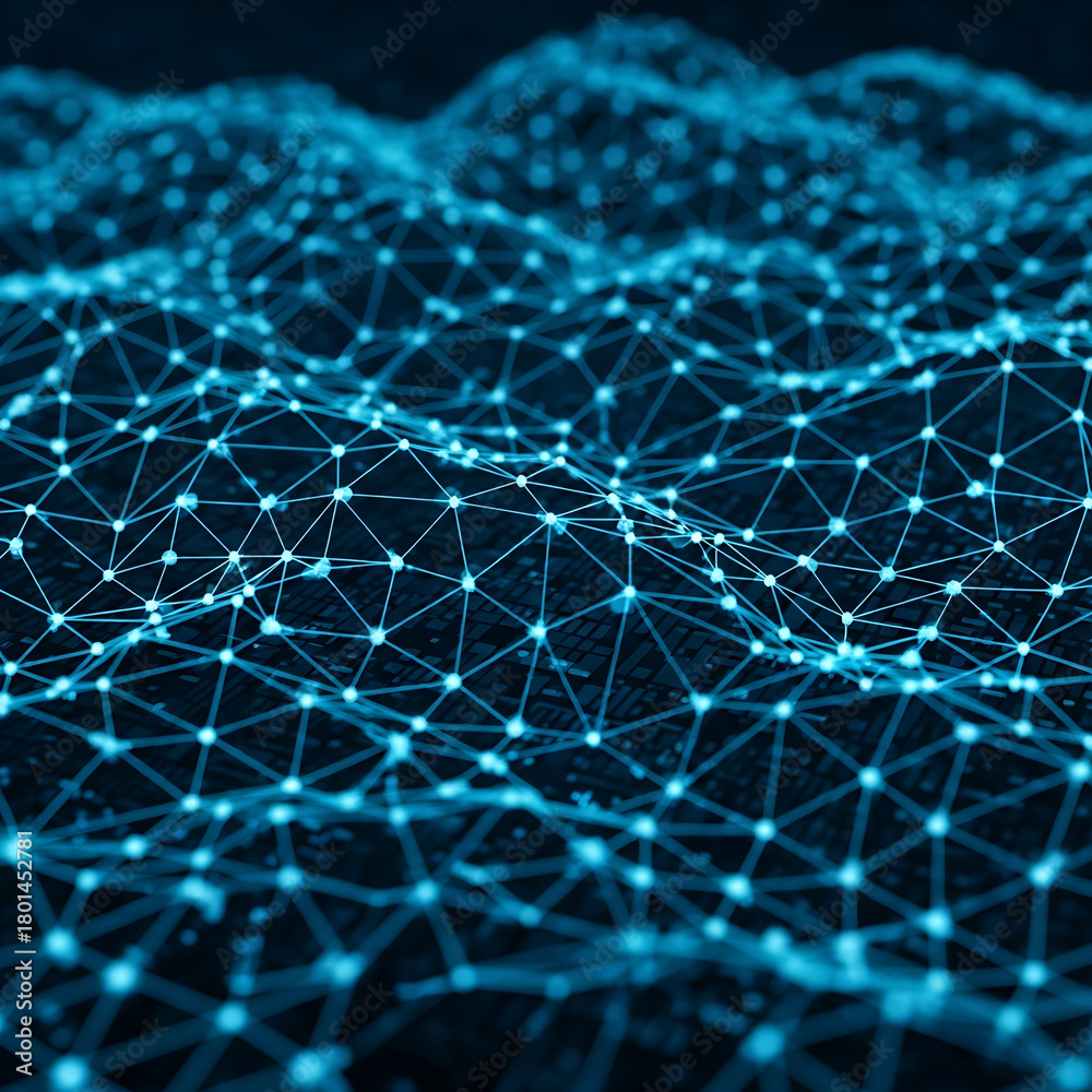 Obraz premium Blue digital network mesh background