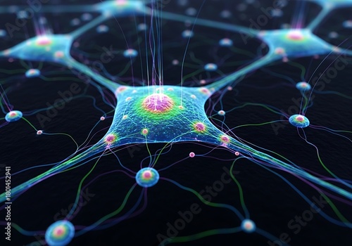 Neural Network Connection - A Detailed Microscopic View of Brain Cells.