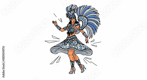 Brazilian carnival dancer in costume with transparent background