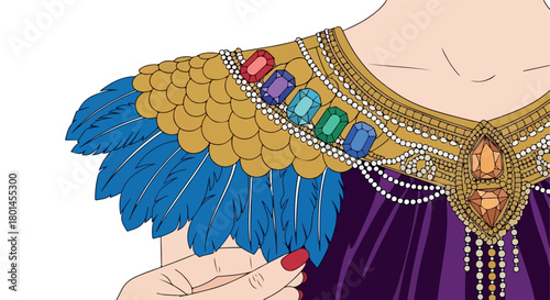 Elaborate jewelry and feathers with transparent background