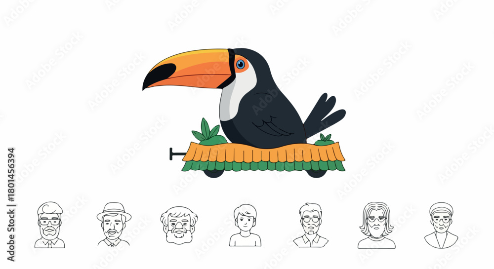 Obraz premium Toco toucan with faces set with transparent background
