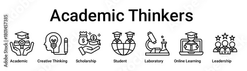 Fotografía Academic Thinkers banner web icon vector illustration concept for education with icon of Academic, Creative Thinking, Scholarship, Student, Laboratory, Online Learning