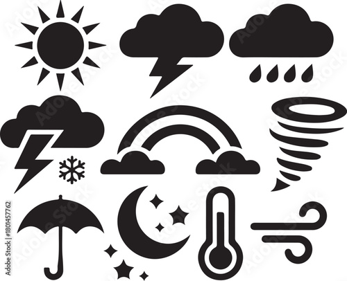 Diverse weather icons offer forecast clarity and visual appeal