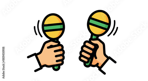 Hands holding maracas with transparent background