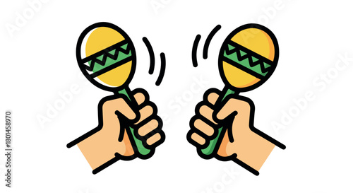 Two hands shaking maracas with transparent background