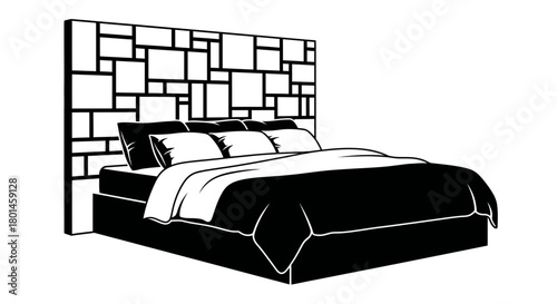 Modern platform bed with decorative headboard for restful sleep