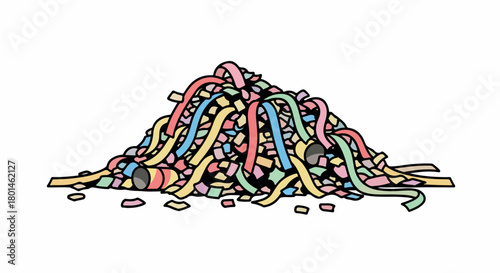 Colorful pasta pile with transparent background