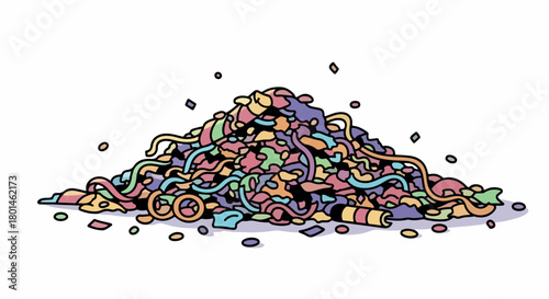 Colorful tangled pile with transparent background