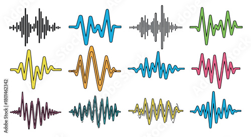 Colorful sound waves patterns for music and audio