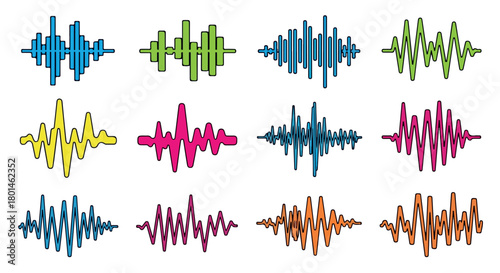 Colorful sound waves patterns for music and audio