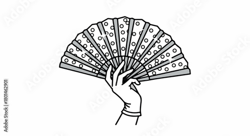 Hand holding open fan with transparent background