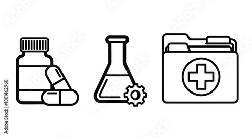 Medical research and record keeping concept with modern icon style