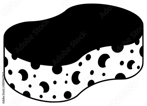 A black and white abstract shape with polka dots, black, cake, cheese, dot, frosting, hassock, icon, illustration, polka dot, profile, sponge, stool, white, against transparent background