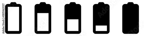 Battery charge icon vector set. indicator battery illustration sign collection. accumulator symbol or logo.