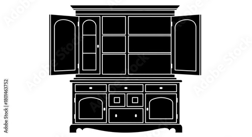 Classic hutch cabinet silhouette for custom home design projects