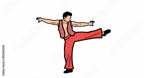 Male dancer in red suit with transparent background