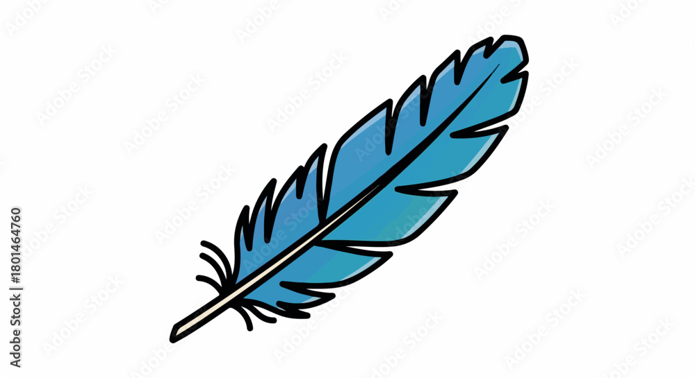 Obraz premium Blue feather with transparent background