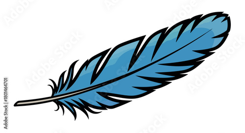 Blue feather with transparent background