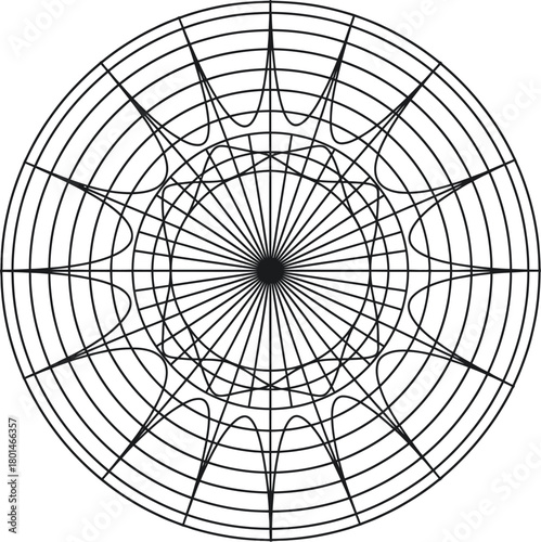 Radial grid silhouette emanating from a central point