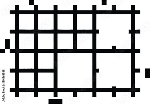 Pixel grid silhouette vector with clearly defined squares