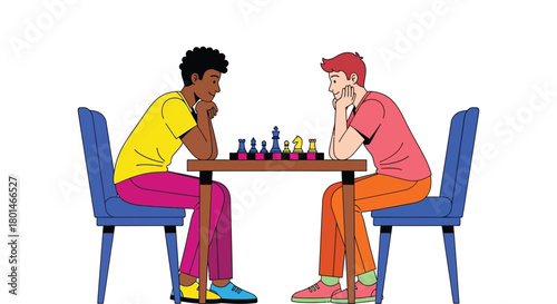 Friends enjoying a challenging chess game with strategy and intellect