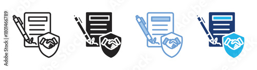 Contract icon set multiple style collection