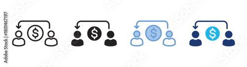 Repayment icon set multiple style collection
