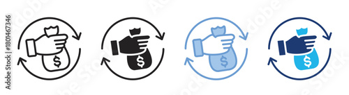 Transaction icon set multiple style collection